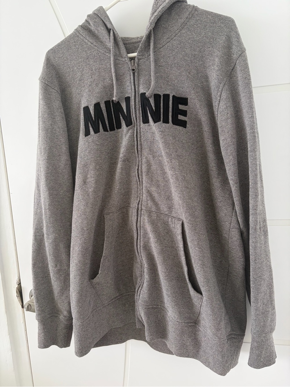 Vintage Disneyland Paris MINNIE Zip Up Hoodie distressed xl gray grey